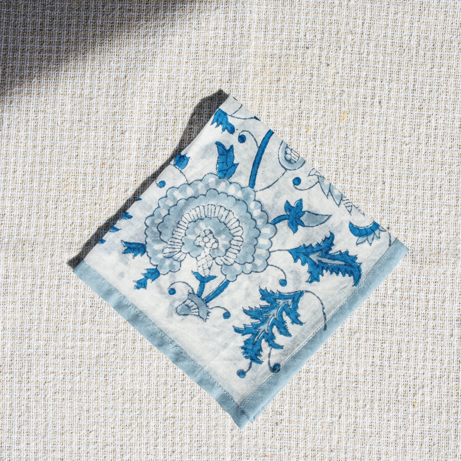 J. Catma Mughal Flower Block Print Cocktail Napkins - Set Of 4 - Image 2