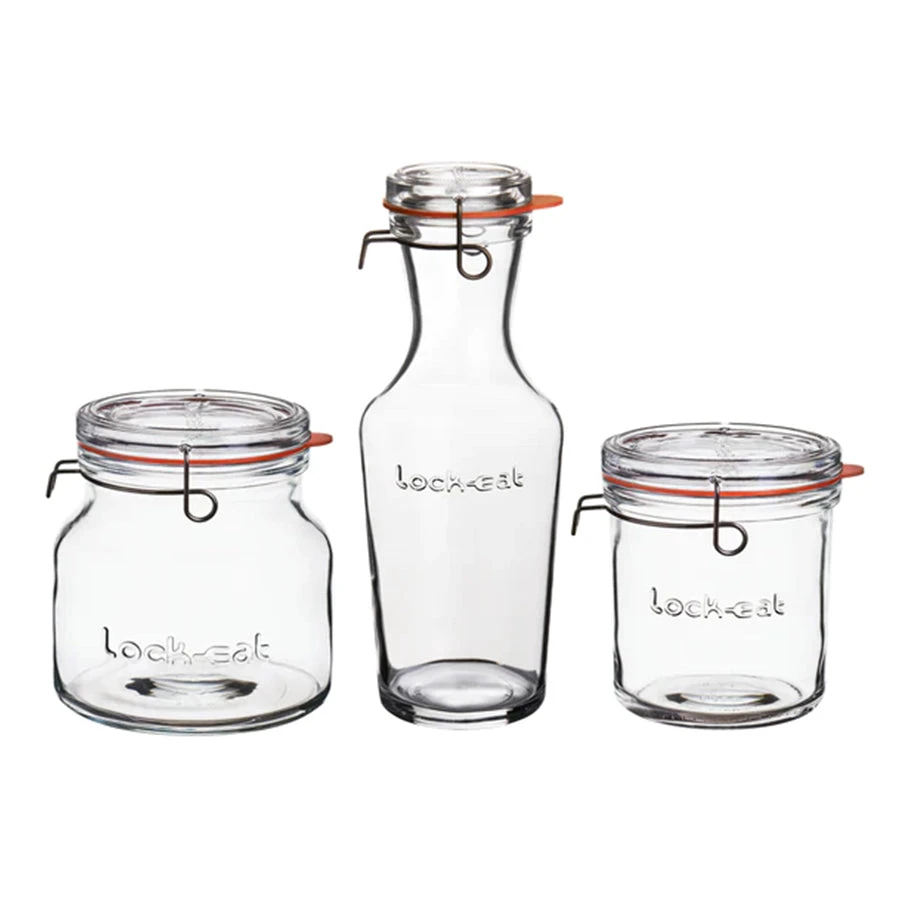Lock Eat By Luigi Bormioli Assorted Jars - Set Of 3