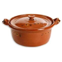 Mexican Terra Cotta Medium Lidded Cazuela Pot