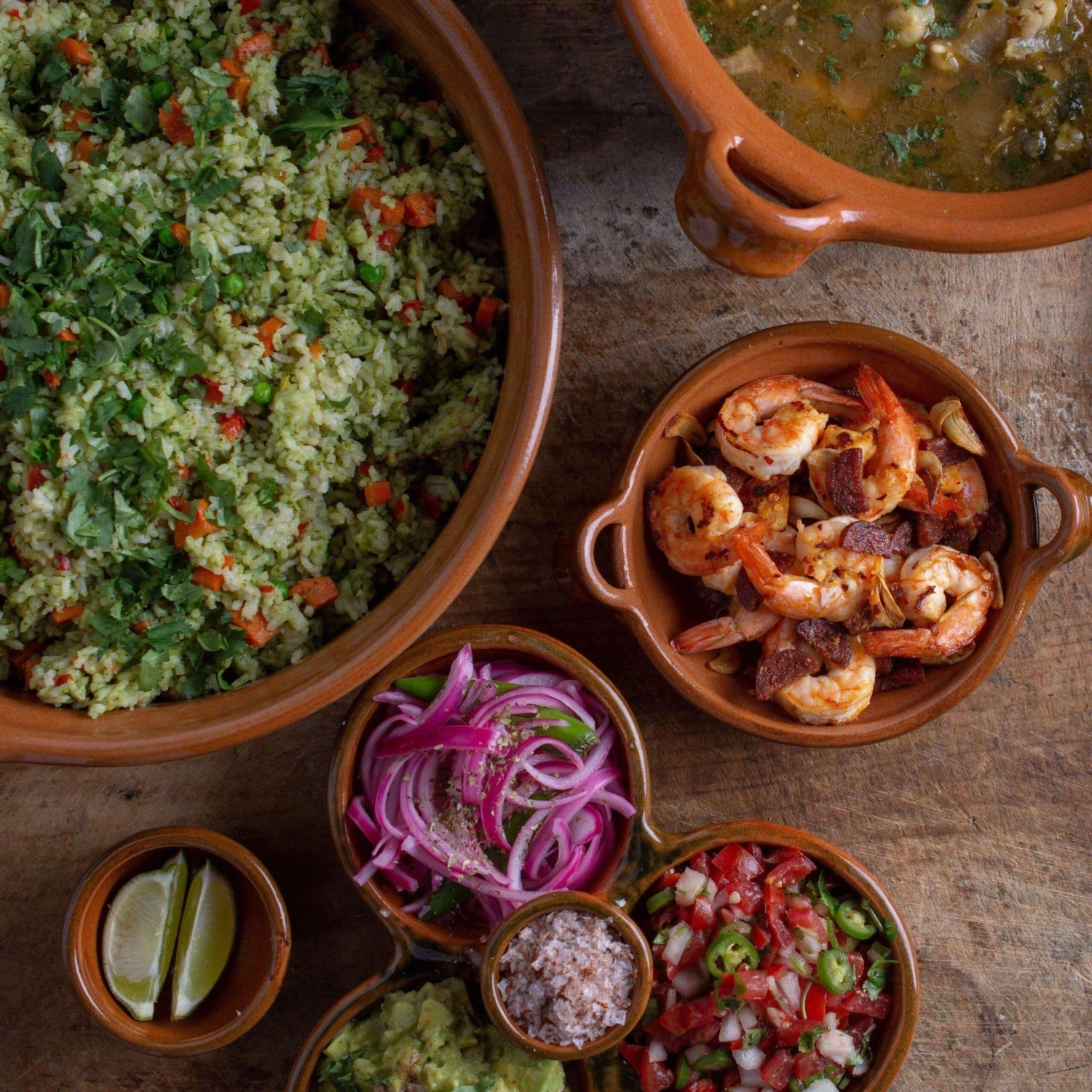 Mexican Terra Cotta Triple-Bowl Appetizer Plate - Image 4