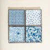 Miya Company Blue And White 5-inch Square Plate Set
