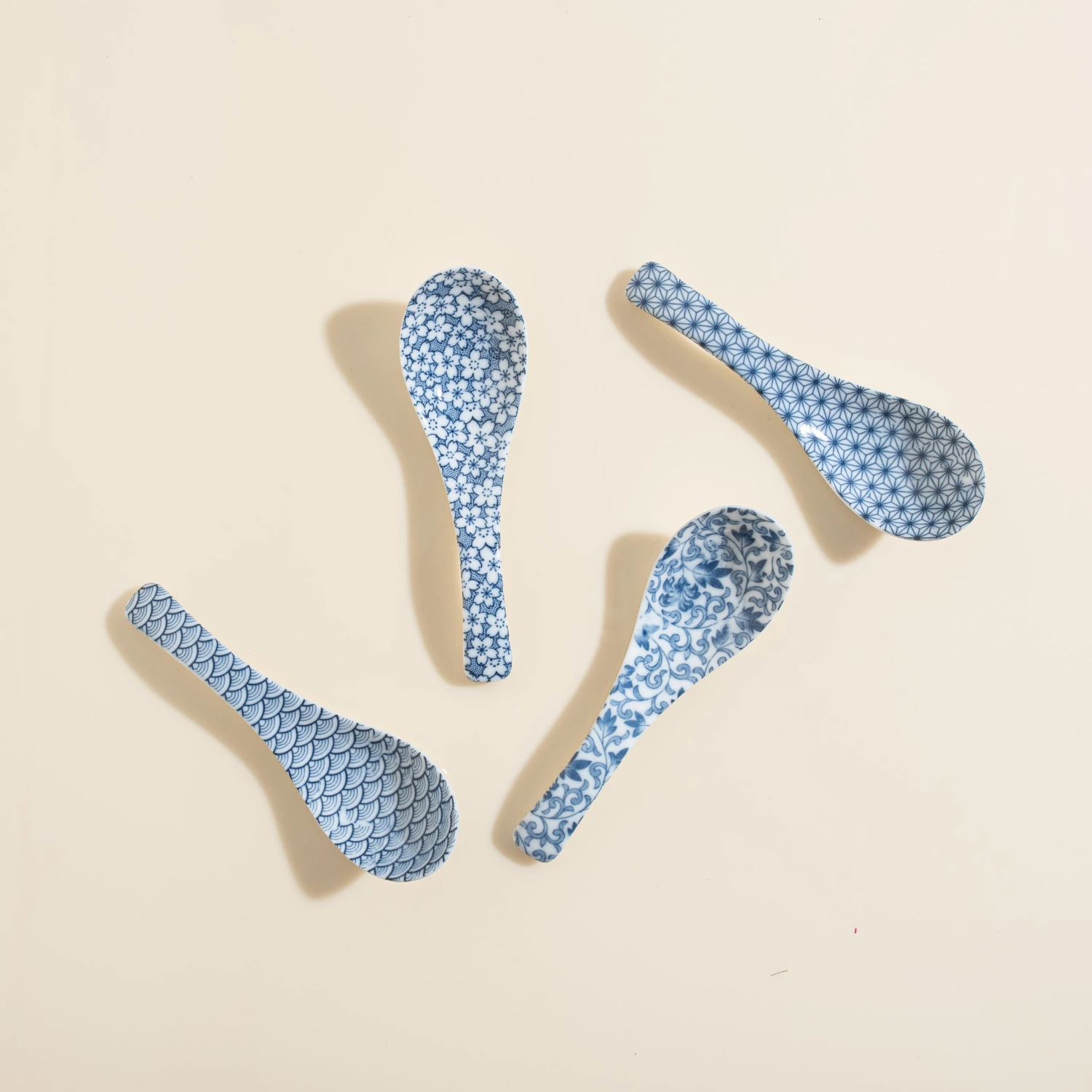 Miya Company Blue & White Soup Spoon Set