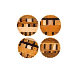 Paguro Upcycle Unique Handmade End Grain Wooden Coasters - Set Of 4