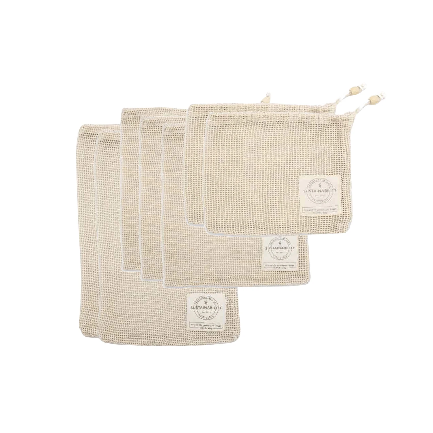 SandStone And Sage Organic Cotton Produce Bags – 7-Piece Set